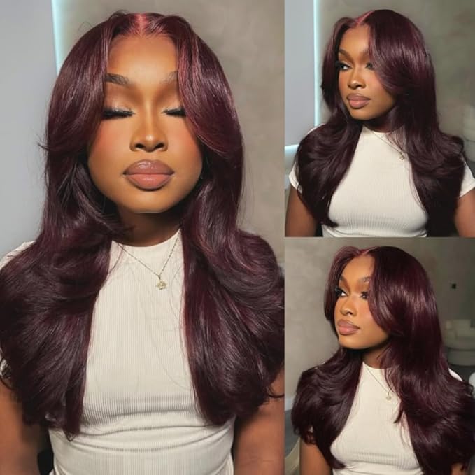 UNICE 12A Body Wave Human Hair 4 Bundles 20 22 24 26 Inch Brazilian 100% Unprocessed Virgin Human Hair Weave Extensions Cherry Black Soft No Shedding No Tangle
