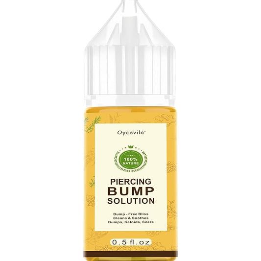 0.5oz -100% Natural Piercing Bump Solution & Keloid Bump Removal Drops (with 20 Cotton Swabs), Professional Piercings Aftercare Oil to Relieve & Reduce Appearance of Keloid/Scar on Nose, Ear & Belly