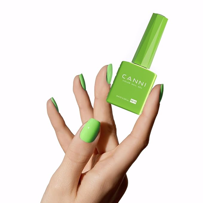 CANNI Pastel Lime Green Gel Nail Polish, 1Pcs Bringt Sage Light Green Gel Polish Mint Color High Gloss Soak Off U V Nail Manicure Salon DIY