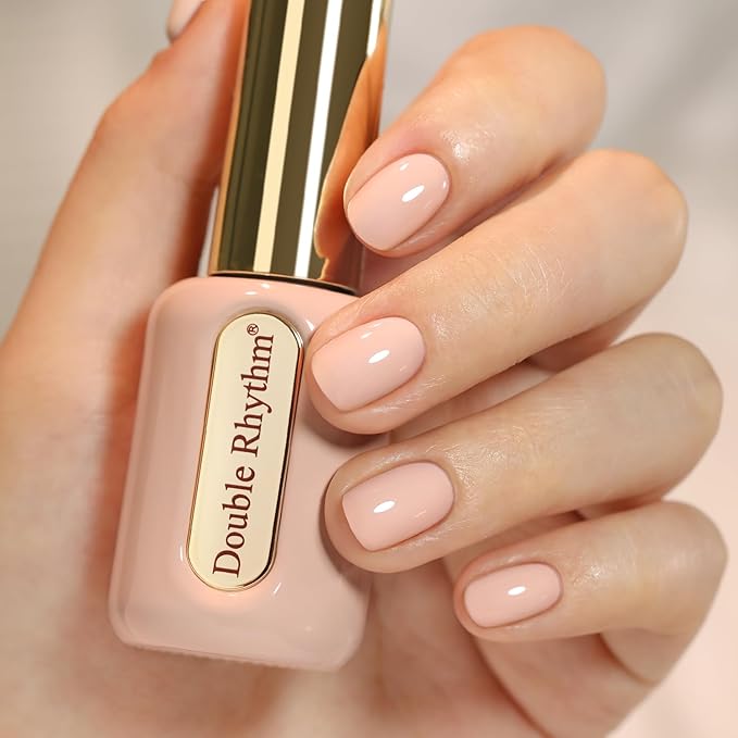 Double Rhythm 0.50 OZ Gel Polish Hema Free Same Color Same Bottle Golden Round Translucent Neutral Natural Milky 15 ML Jelly UV Polish Art DIY at Home (Nude Beige-C1537)