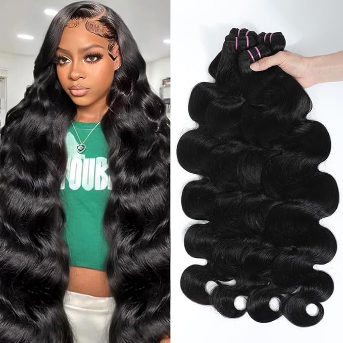 15A Raw Human Hair Bundles Body Wave Human Hair, 22 24 26 28 inches No Tangle Shedding,Triple Lifespan Indian Virgin Hair,Multiple Washes Keep Texture Silky Soft