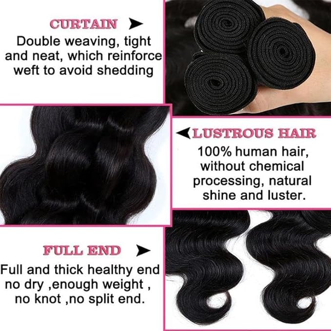 Body Wave Bundles Human Hair 24 24 24 Inch 12A Grade Human Hair Bundles Body Wave 3 Bundles Unprocessed Brazilian Virgin Hair Extensions Natural