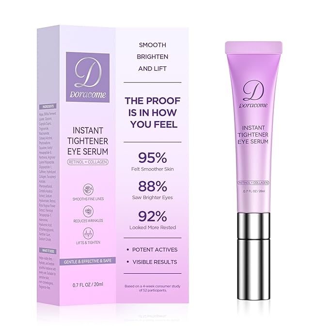 Caffeine & Retinol Eye Serum – Hydrating Under Eye Serum to Help Reduce the Appearance of Dark Circles & Puffiness and Smooth the Look of Fine Lines, 0.7 fl oz