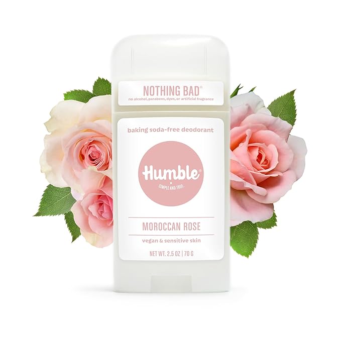 HUMBLE BRANDS Aluminum-Free Deodorant, Vegan and Cruelty- free, Formulated for Sensitive Skin, Moroccan Rose, 2.5 Ounce (Pack of 1)
