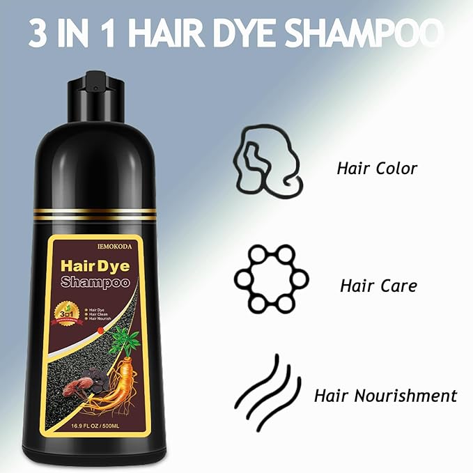 Hair Dye, Hair Dye Shampoo for Women & Men, Color Shampoo Hair Dye 16.9 Fl Oz, Safe and Natural Champu Para Canas (Wine Red)