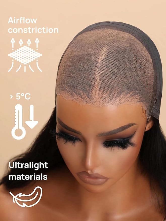 Julia Hair Water Wave 7x5 Bye Bye Knots Glueless Wig with Baby Hair HD Lace Pre Everything with Drawstring Wigs Human Hair Pre Plucked Pre Cut Bleached Knots Put on and Go Natural Hairline 26 Inch