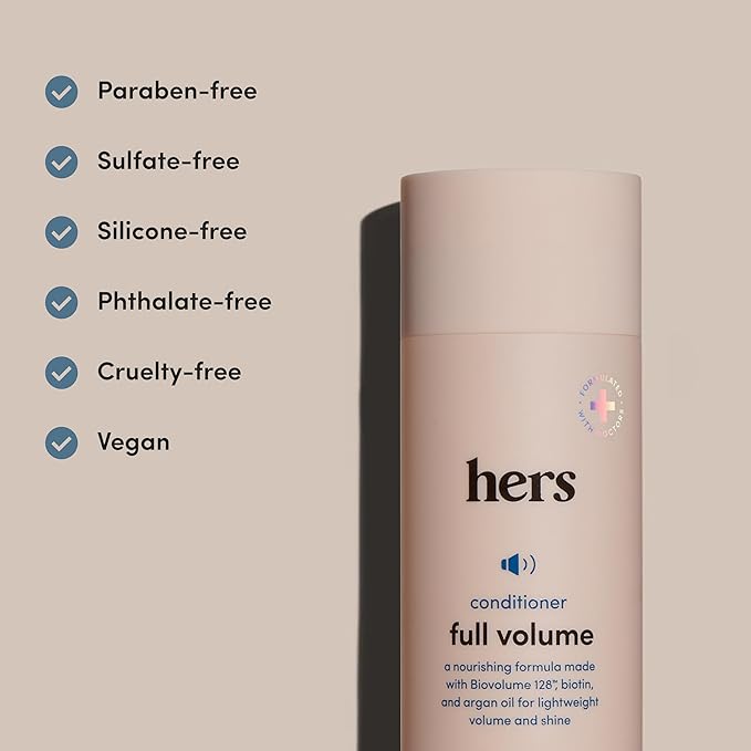 hers Full Volume Conditioner, 2 Pack - Volumizing Conditioner for Women with Biotin - Adds Lightweight Volume, Shine & Bounce - Coastal Cedar Citron - 2 x 6.4 fl oz
