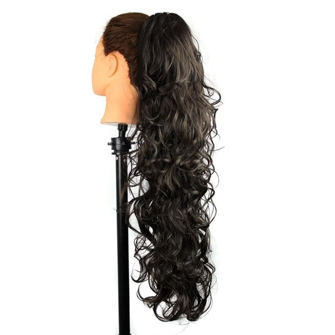S-ssoy 31"(78cm) Women's Curly Pony Tail Hair Piece Synthetic Claw Clip Ponytail Wavy Long Curled in Hair Extension Extensions Long/Voluminous Wig Hairpieces for Women Girls Lady,2#