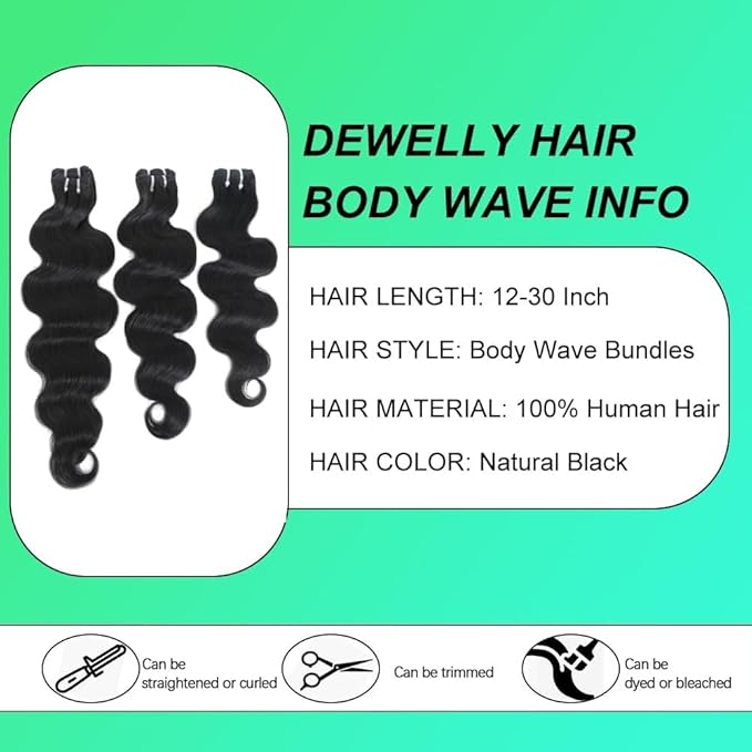 10 Inch Body Wave Bundles 100% Unprocessed Brazilian Virgin Human Hair (4 Pack, 4x50g) Natural Color Quick Weave Hair Extensions
