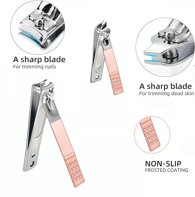 Manicure Set Stocking Stuffers for Women Men Nail Clipper Set Stainless Steel Toe Finger Nail Clippers Personal Care Tool with Travel Case Manicure Pedicure Tool Women Men Christmas Gifts Grooming Kit