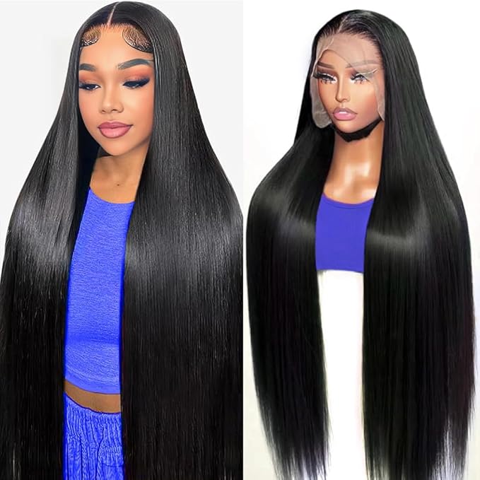Tuneful 13x6 HD Straight Lace Front Wigs Human Hair Pre Plucked 28 Inch 100% Human Hair lace Front Wigs for Black Women 13x6 Lace Frontal Wig with Baby Hair