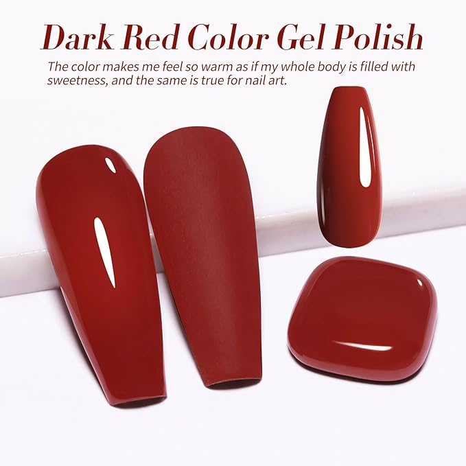 Born Pretty Dark Red Gel Nail Polish Fall Winter Burgundy Wine Red Nail Art Design Manicure Salon DIY at Home 15ml