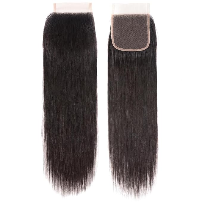 4X4 HD Straight Lace Closure 100% Unprocessed Brazilian Virgin Human Hair Closure 18 Inch Human Hair Straight Free Part Swiss Lace Pre Plucked with Baby Hair