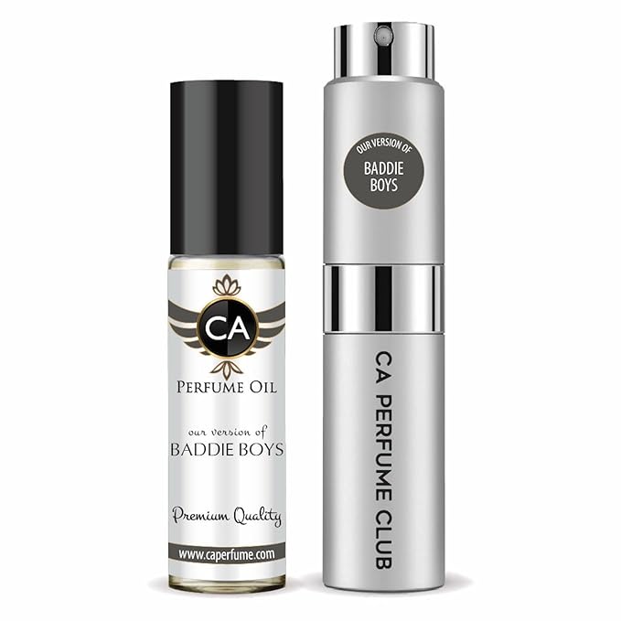 CA Perfume Duo Impression of Baddie Boys For Men Perfume Layering Set Mens Cologne Long Lasting Travel Size EDP + Body Oil Roll-On Bottle 0.27 Fl Oz+0.33 Fl Oz