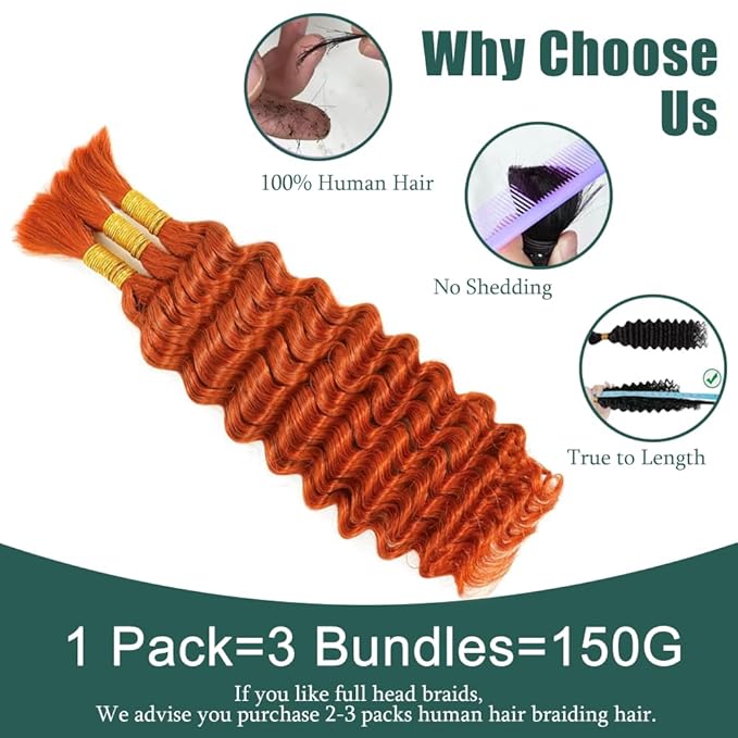 350 Human Braiding Hair Deep Wave Bulk 14 inch Human Hair Weave 3 Bundles No Weft Brazilian Deep Wave Extensions 150g