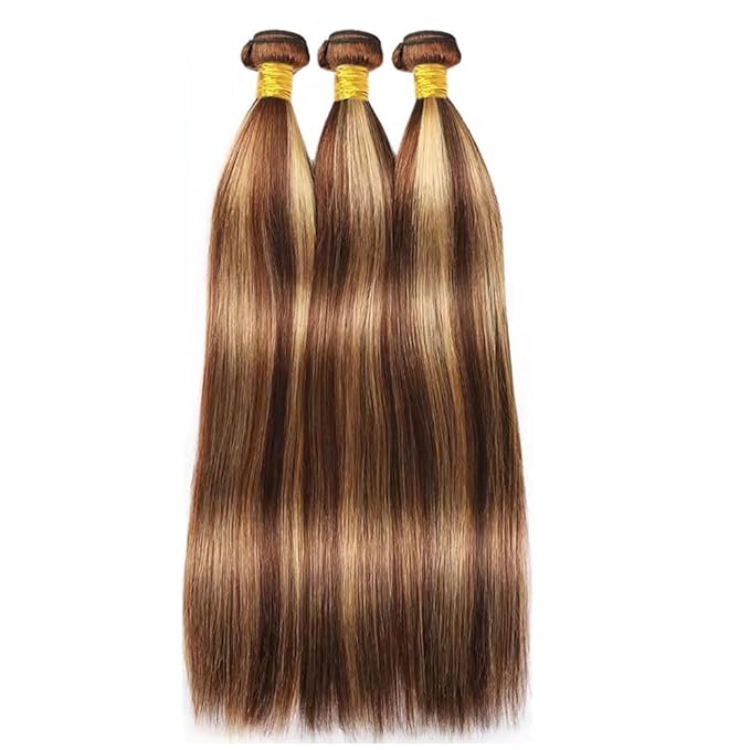Honey Blonde Straight Bundles P4/27 Straight Bundle 14 16 18 Inch Brazilian Virgin Hair 3 Bundles Color 27 Hair Extensions