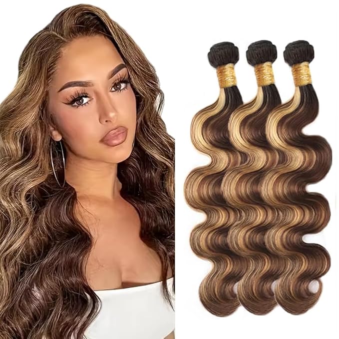 P427 Human Hair Bundles Color 27 Body Wave Bundle Brazilian Unprocessed Virgin Hair 3 Bundles 26 28 30 Inch Blonde Bundle