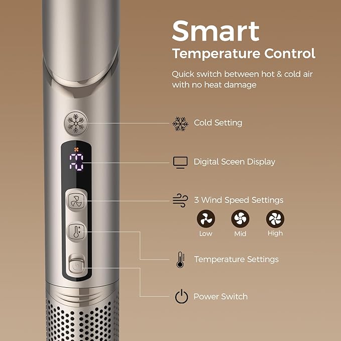 Hot Air Styler & Blow Dryer Brush 8-in-1, Ionic Hair Styler for Volumizing, Curling, Straightening, Fast Drying with Auto-Wrap Curlers, Frizz-Free & No Heat Damage, Ideal Gift for Women