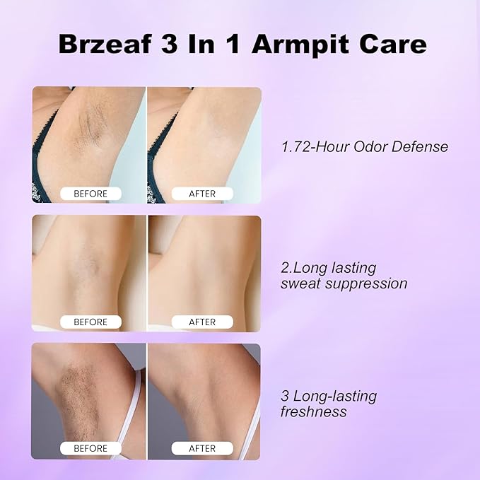 Brzeaf 3 In 1 Underarm Antiperspirant Deodorant– 72H Sweat & Odor Control, Armpit Cream Deodorant, Antiperspirant Deodorant for Women and Men