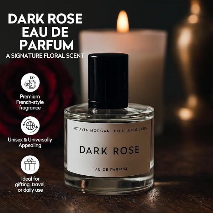 OCTAVIA MORGAN DARK ROSE Eau de Parfum – Bold Floral Fruity Woody Fragrance for All | Long-Lasting Gender-Inclusive Scent with Pink Peppercorn, Black Rose & Plum | 50ML