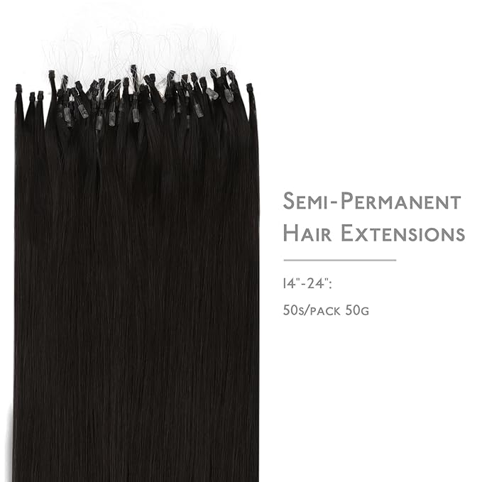 WENNALIFE Microlink Hair Extensions Human Hair, 50g 50s 20 Inch Dark Brown Remy Micro Bead Hair Extensions Real Human Hair Micro Link Micro Loop Micro Ring