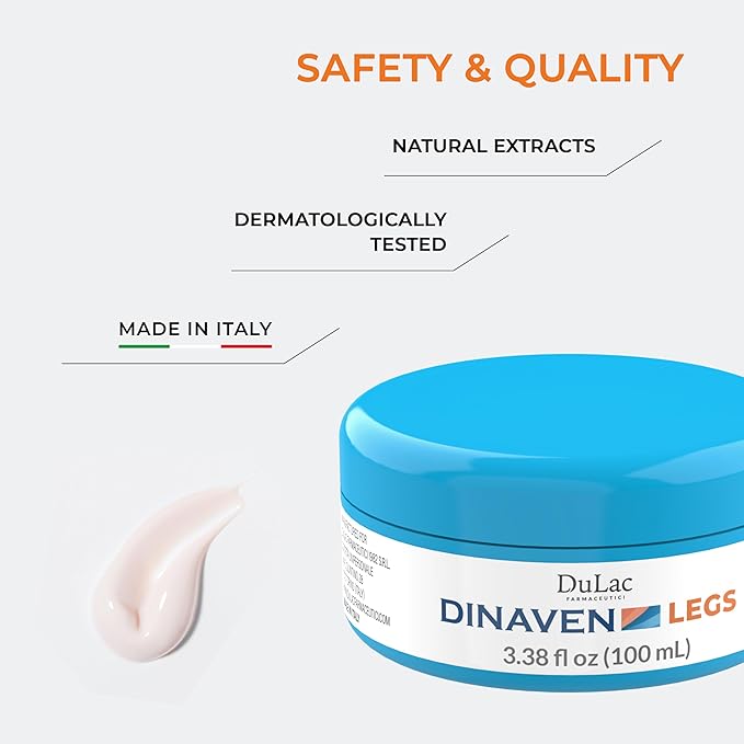 DULÀC FARMACEUTICI 1982 Dulac Dinaven Legs Cooling Cosmetic Gel With Natural Botanical Elements Lightweight Daily Leg Care Fast Absorbing Body Formula 3.38 Fl Oz