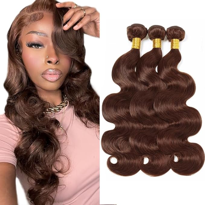 30 32 34 inch Dark Brown Bundles #4 Body Wave Human Hair Bundles Brown Body Wave Bundle #4 Human Hair Bundle
