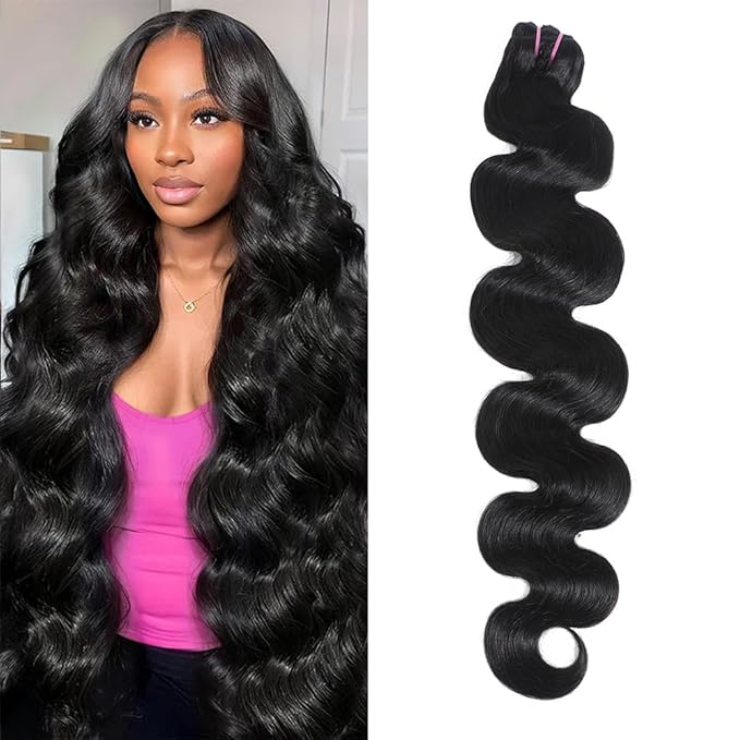 15A Raw Human Hair Bundles Body Wave Human Hair,Triple Lifespan Indian Virgin Hair,No Tangle Shedding,Multiple Washes Keep Texture Silky Soft (1 Bundle Natural Color, 28 Inch)