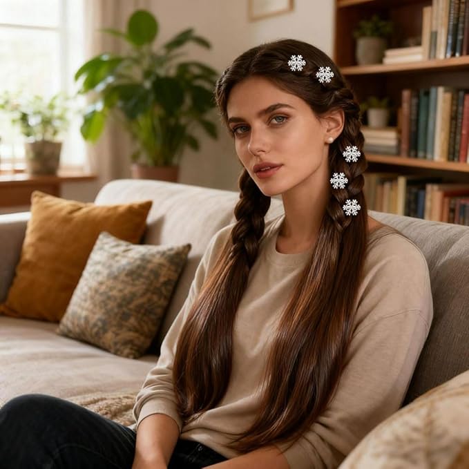 Christmas Hair Accessories for Women 10 Pcs Snowflake Hair Clips for Princess Christmas Hair Clips Snowflake Hair Accessories
