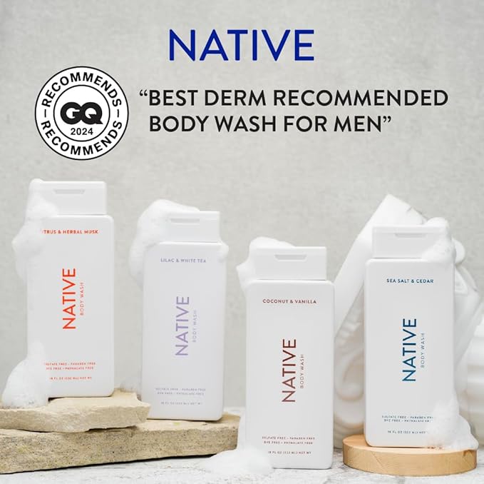 Native Body Wash Contains Naturally Derived Ingredients | For Women & Men, Sulfate, Paraben, & Dye Free Leaving Skin Soft and Hydrating | Sandalwood & Shea Butter 18 oz
