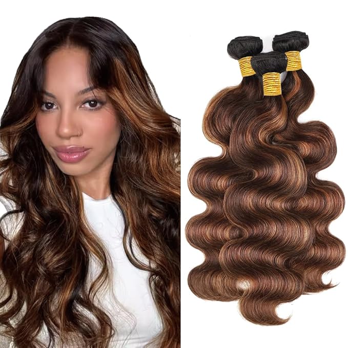 Freiuoke P4 30 Bundle Highlight Body Wave Human Hair Bundles 32 32 32 Inch Brazilian Virgin Hair 3 Bundles P4/30 Body Wave Bundle