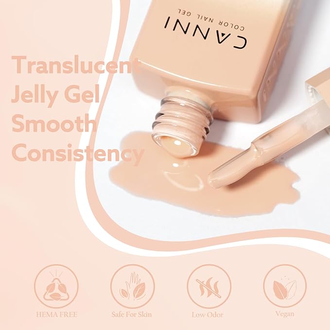 CANNI Pink Gel Nail Polish, 1Pcs Jelly Nude Pink Gel Polish Sheer Clear Light Pink Translucent Color
