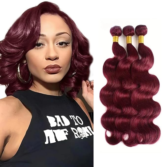 99J Human Hair Bundles Burgundy Body Wave Bundles 12 14 16 inch Red Bundle Human Hair 99j Body Wave Bundle 150g
