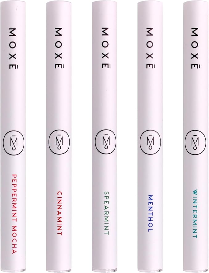 MOXE Natural Variety 5 Pack | Non-Electric Air Inhalers - Oral Fixation | Aromatherapy Scents for Relaxation & Focus | Menthol, Cinnamint, Peppermint Mocha, Wintermint