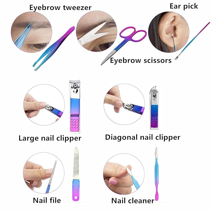 Manicure Set Nail Clipper Set Women Men Stocking Stuffers Travel Nail Clipper Kit Personal Care Tools with Case Manicure Tools Grooming Kit Christmas Gifts for Women Men Teens Family Friends