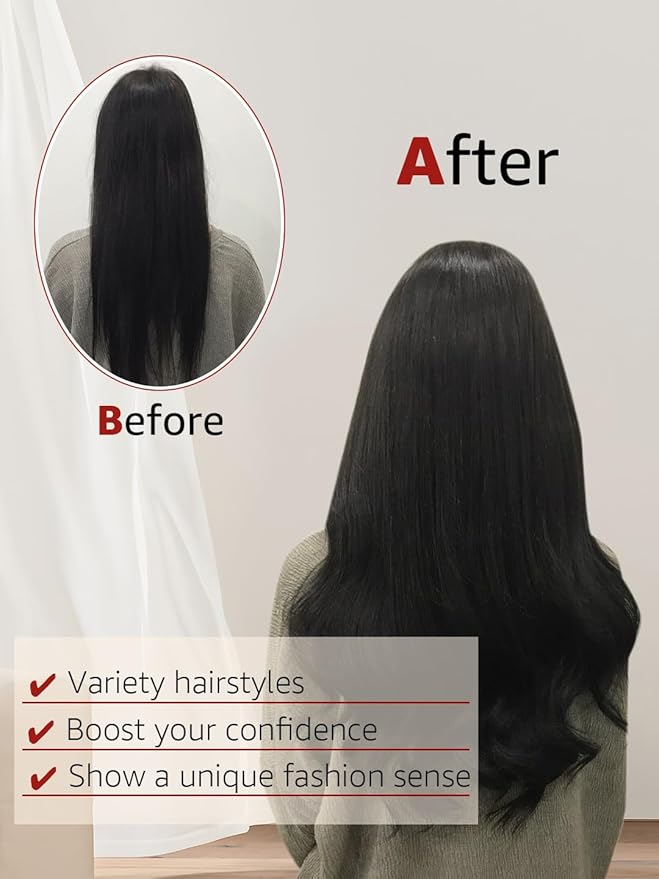 Clip in Hair Extensions Real Human Hair, 14 Inch 100g, #1B Natural Black,Remy Human 6Pcs With 18 Clips Hair Extensions Clip ins for Women, Natural Human Hair(#1B,14'')