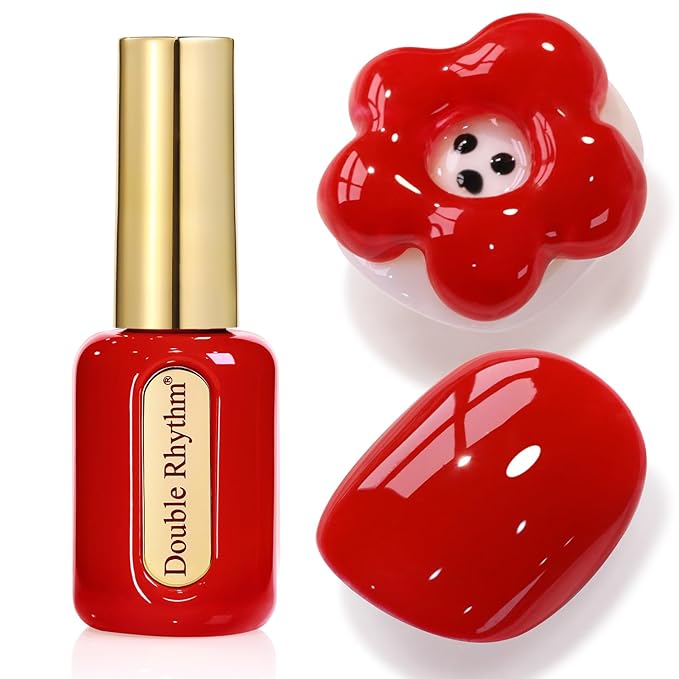 Double Rhythm 0.50 OZ Gel Polish Hema Free Same Color Same Bottle Golden Round Translucent Neutral Natural Milky 15 ML Jelly UV Polish Art DIY at Home (Deep Red-C1454)