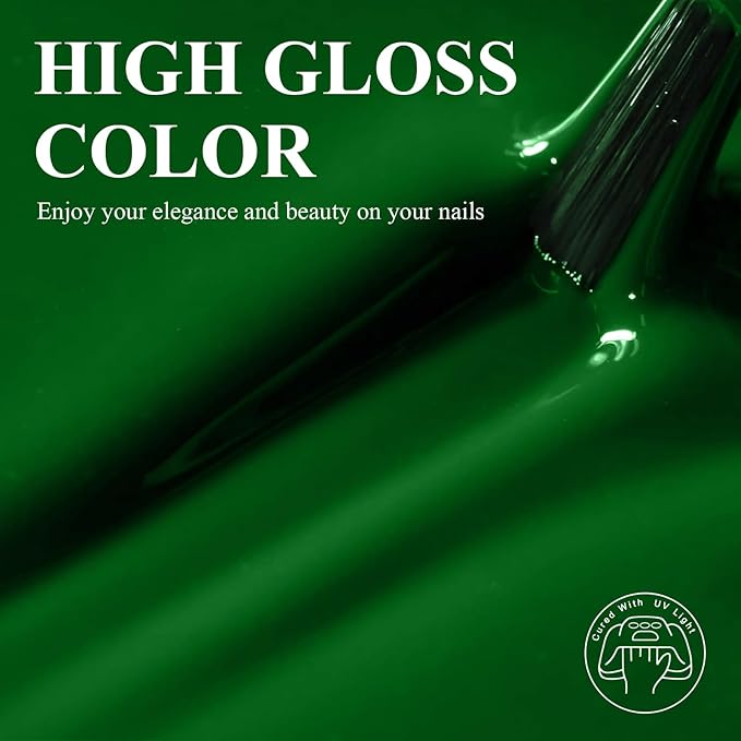 Imtiti Green Gel Nail Polish - 1Pc UV LED Soak Off Gel, Long Lasting Dark Emerald Green Nail Polish, DIY Nail Art at Home (10ml / 0.34 fl oz-1908)