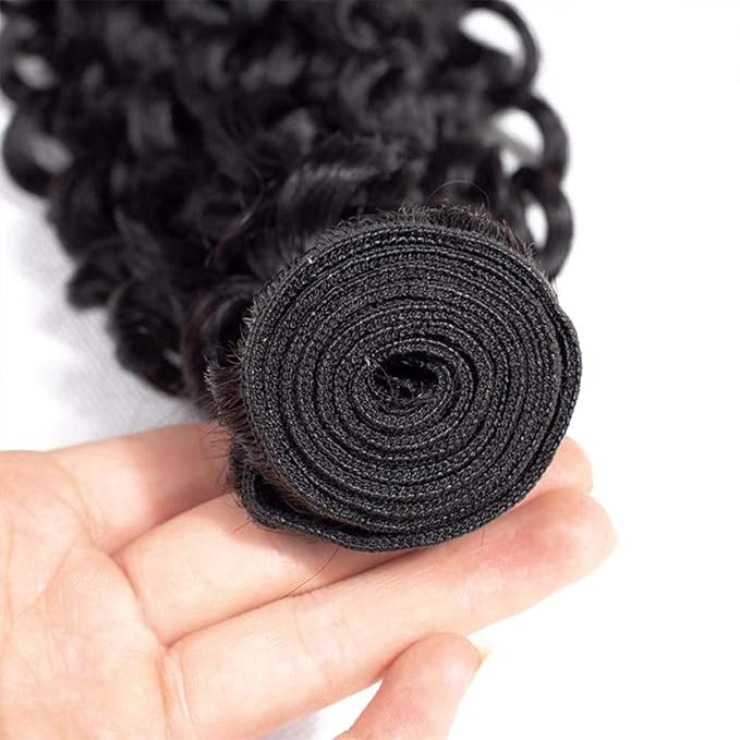 24 26 28 inch WuvuSnm Kinky Curly Bundles 1B Curly Human Hair Bundles Wet and Wavy Bundle Natural Black 150g