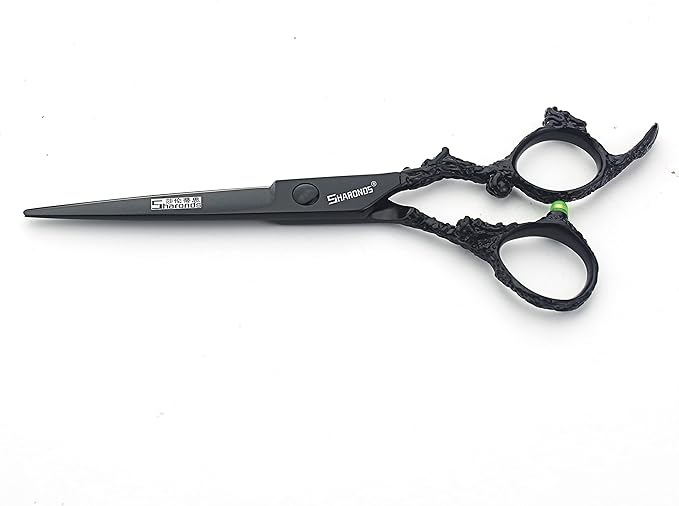 6 Inch Hair Stylist Barber Scissors, Black, 440C Stainless Steel, Ergonomic, Compact