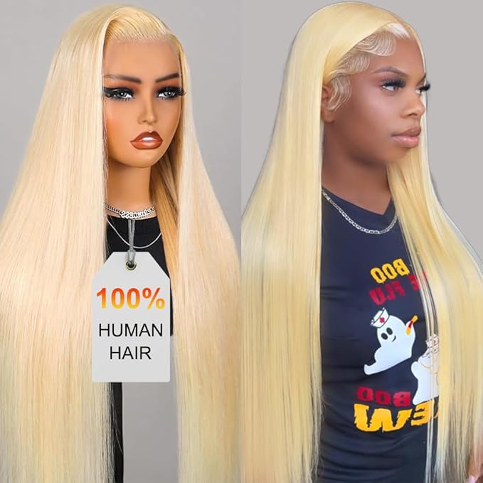 613 30 Inch Lace Front Wigs Human Hair Blonde 13x6 HD Lace Straight Wigs Human Hair for Black Women 180% Density 613 Frontal Wigs Human Hair Pre Plucked with Baby Hair