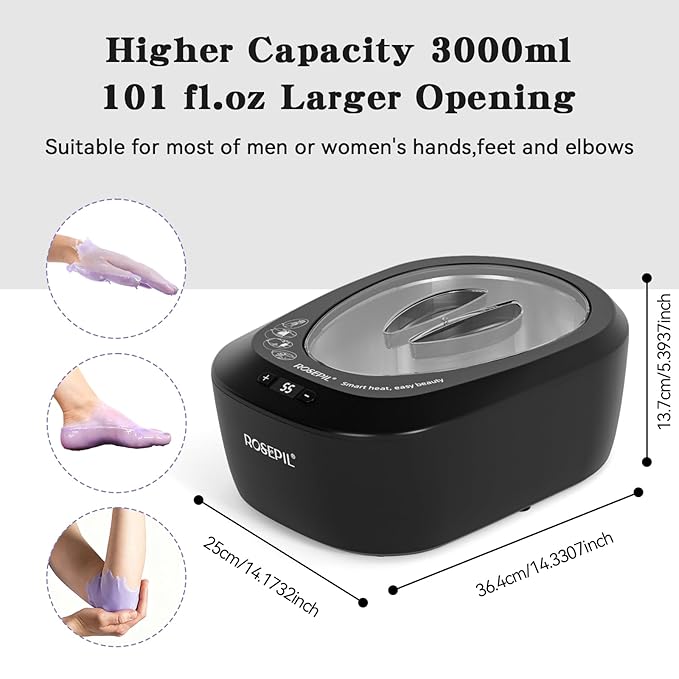 Intelligent Paraffin Wax Machine for Hands & Feet -3000ml Pro Wax Warmer with Full-Automatic, Safe & Easy Use| 6 Pcs Wax Included | Spa-Grade Bath for Home & Salon