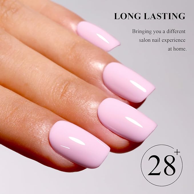Imtiti Baby Pink Gel Polish, 1Pcs Barely Pink Soak Off UV LED Gel Nail Polish Long Lasting Manicure Salon DIY at Home(0.34 Fl Oz-1919)