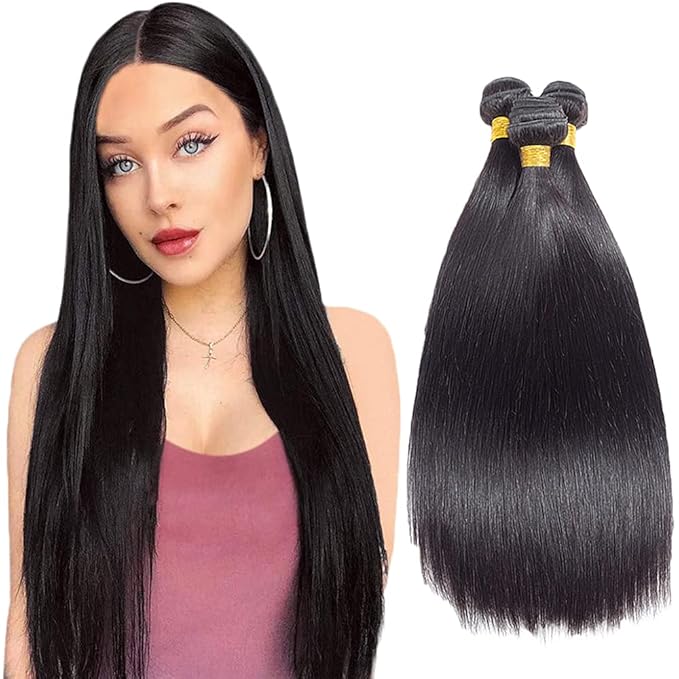 Straight Human Hair Bundles Brazilian Straight Bundles Human Hair 18 20 22 inch Natural Black Color