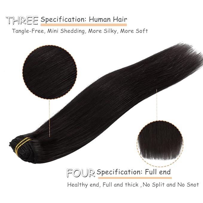 Caliee 14Inch Clip in Hair Extensions Real Human Hair Dark Brown #2 Color Double Weft Clip in Human Hair Extensions Lace Straight Invisible 120G 7Pcs for Full Head