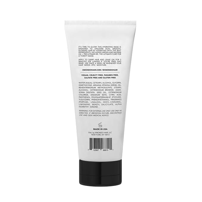 XMONDO Hair Prismatic Glow Hydrating Mask - Vegan Formula with Argan and Baobab Oil + Pro-Vitamin B5 for Super Hydration and Deep Penetrating Moisture for Silky Smooth Glowing Hair, 6 Fl Oz 1-Pack