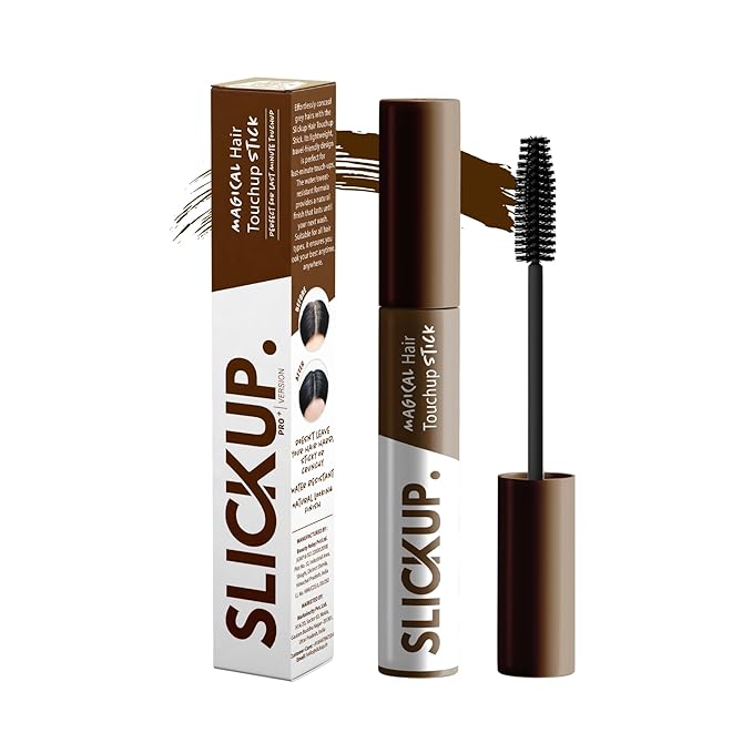 SLICKUP Hair Touch Up Stick Temporary Color, Gray Hair Coverage, Hair Colour Stick, White Hair Coverage, Hair Mascara, Beard & Root Touch Up (Brown)