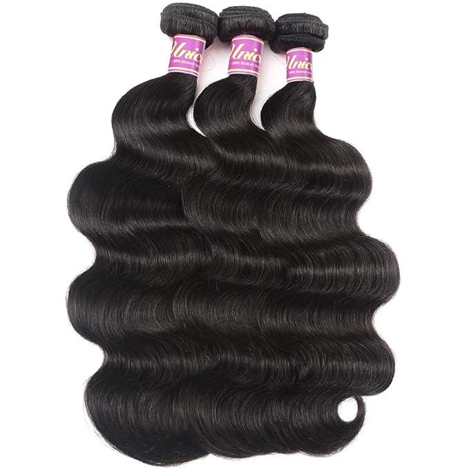Unice Hair Brazilian Unprocessed Virgin Human Hair Weave Bundles 3pcs Body Wave Weft Extensions Natural Color 14 16 18 Inch