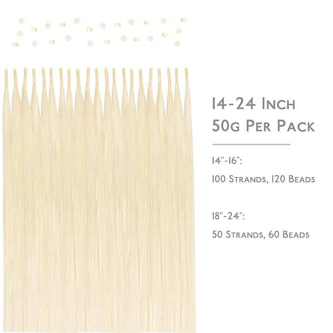 WENNALIFE I Tip Hair Extensions Human Hair, 50g 50s 20 Inch Platinum Blonde Remy Itip Human Hair Extensions Invisible Itips Straight I Tips Fusion Extensions Real Human Hair