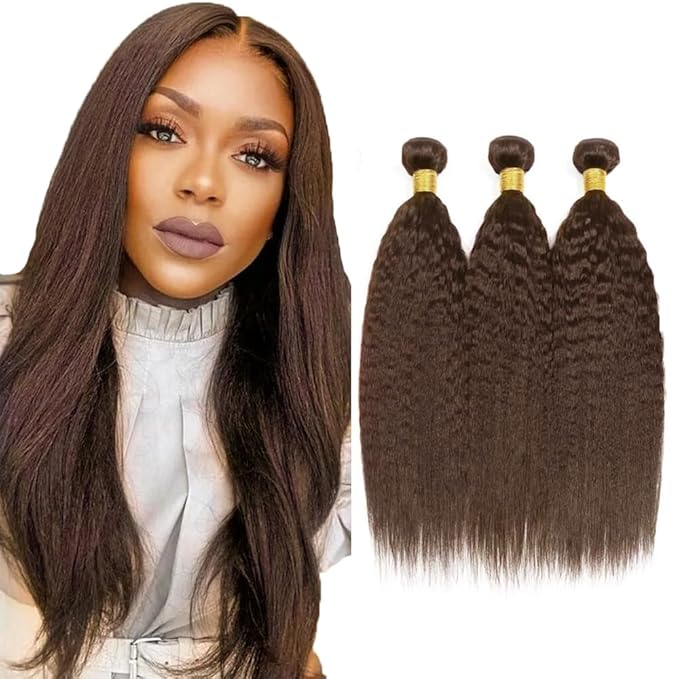 Brown Human Hair Bundles #4 Yaki Bundles Chocolate Brown Bundle 20 20 20 inch #4 Human Hair Bundle